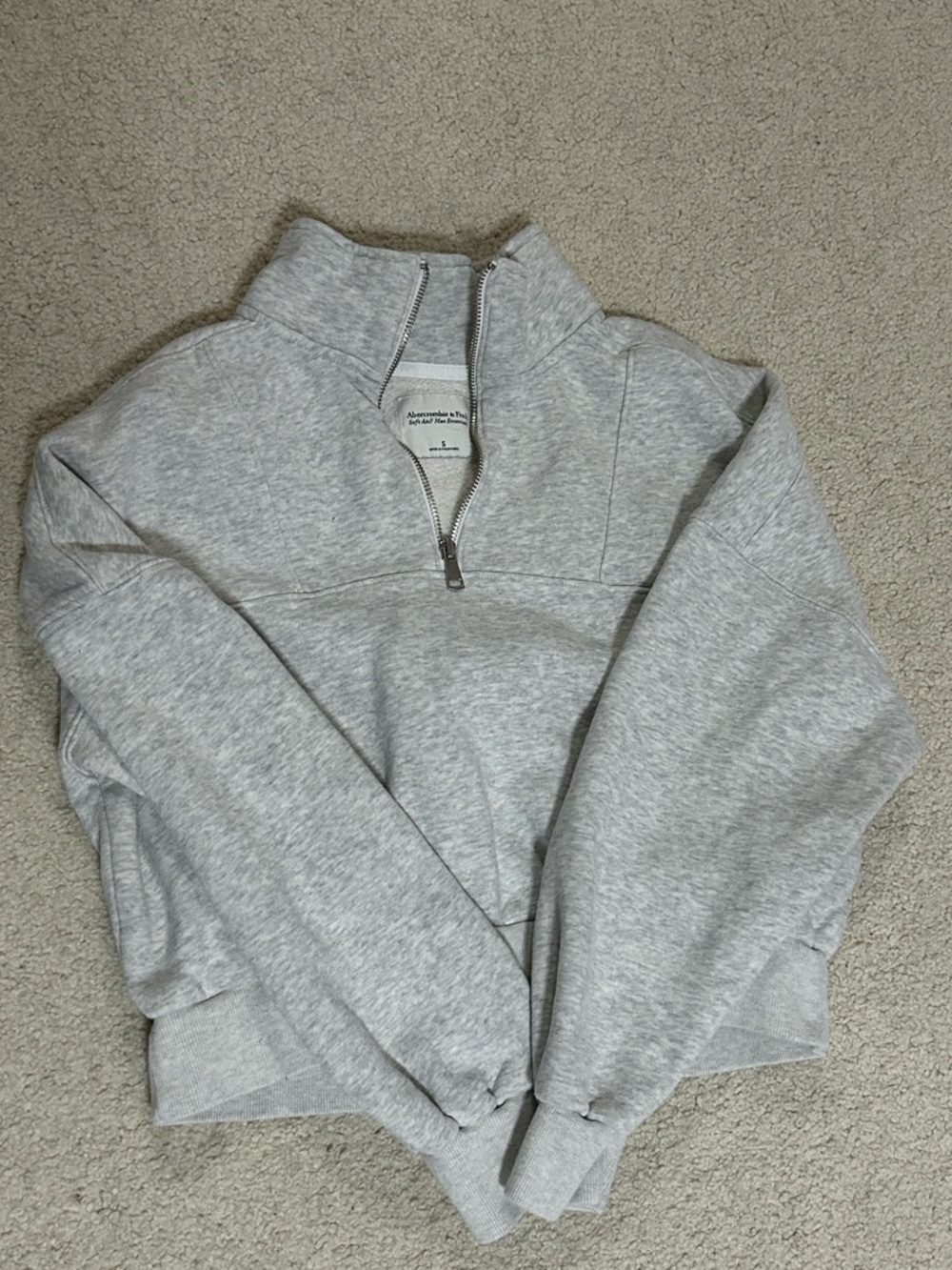 Abercrombie Heather Gray Quarter-Zip Pullover Sweatshirt